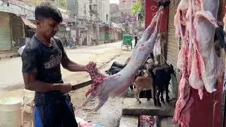 Famous Mutton Shop - Full Goat Cutting And Selling | Bangladeshi Style Mutton Cutting |