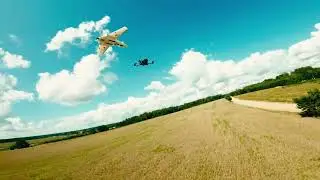 FPV RC plane chase with 2 drones