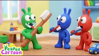 Pea Pea teaches friends How to Brush Their Teeth - Pea Pea Cartoon - Stop motion animation