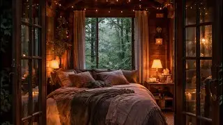 Cozy Forest Bedroom Rain 🌧️ Deep Thunder & Gentle Rain for Deep Sleep (3 Hours)