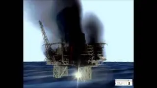 Oil rig fire simulated with KAMELEON FIREEX KFX