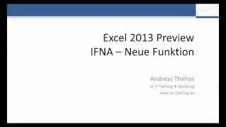 Excel 2013 - IFNA - Neue Funktion