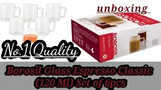 Borosil Glass Espresso Classic (120 Ml) - Coffee Mug, Transparent (Set of 6) #bhaguvlogs