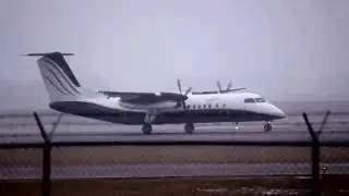North Cariboo Air Bombardier Dash-8 300 C-FNXN Landing in the Snow at Edmonton International Airport