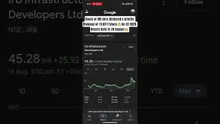 IRB Infra declared a Interim Dividend of ₹0.07₹🔥for Q1 2025 Record Date is 29 Aug🔥 #nifty #dividend