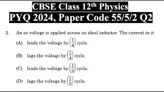 An ac voltage is applied across an ideal inductor. The current in it (A) leads the voltage by (1/4)