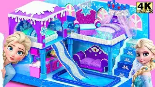 DIY Elsa Frozen Dollhouse with Slide & Luxury Bedroom for my Friend ❄️👑 | DIY Miniature House