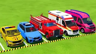 TRANSPORTING POLICE CARS, FIRE DEPARTMENT, AMBULANCE VEHICLES WITH MAN TRUCKS ! Farming Simulator 22