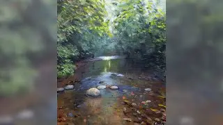 Oil Painting - who's at the end of the water