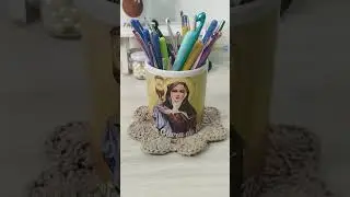 Porta copo coração em barbante