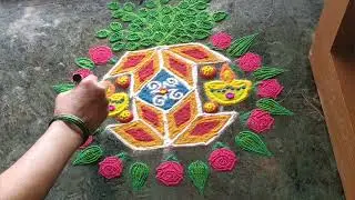 तुलसी Rangoli for beginners, Dot's Rangoli #easyandquickrangoli #besutifulrangoli #parvatiart. 😍🙏🌹🌿🌿