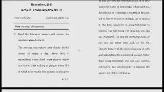 MCS015 Communication Skills Last year question paper | Most important Mcs015 questions | Examination