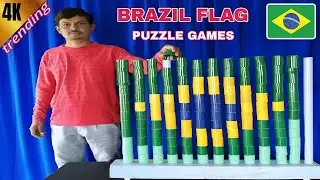 BRAZIL Flag Colour Cylinders Matching Game Challenge videos | Mast Puzzle 