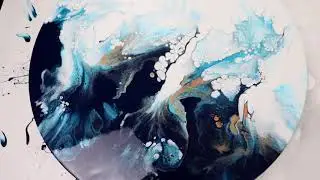 (487) My First Split Color Dutch Pour! BEAUTIFUL Prussian Blue Acrylic Pour