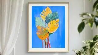Modern Tropical Leaf 🍃Wall Art | Colorful Acrylic Painting for Home Decorations 