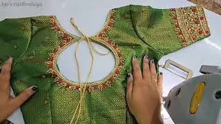 How to stitch pot neck aari blouse in Tamil. Detailed video of Aariwork blouse stitching