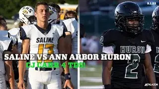 Saline vs Huron Highlights | Notre Dame Commit CJ Carr 4 TDs