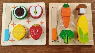 Satisfying Apple🍎 and Lemon🍋 cutting ASMR / Wooden fruits🍍🍎🍓🍇 cutting ASMR