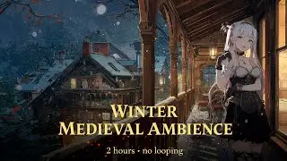 Snowy Balcony Pause❄️ | Inn Upper Floor | Late Night Fantasy Music | Quiet Heat🔥