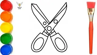 How to Draw scissors drawing, Painting and Coloring for Kids & Toddlers | Draw, Paint and Learn