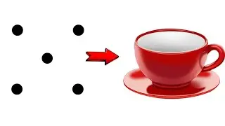 How to draw Cup plate From 5 dots | Easy Cup plate Drawing for beginners | Dots drawing