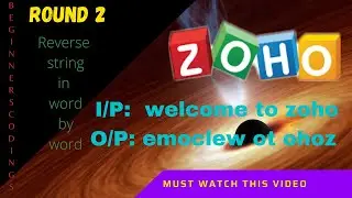 Zoho Round2 Programming Round Question | Beginners Codings