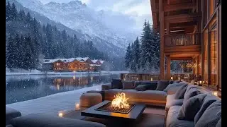 Calming Lofi Music 3 Hours ❄️ Cozy Winter Cabin Fireplace | Relax, Study, Sleep