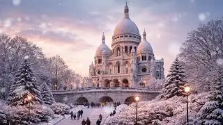 FOND D'ECRAN ANIMÉ ❄️ Neige à PARIS / LE SACRÉ COEUR (TV 4K) 1H00
