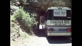 Bus through one lane tunnel in Black Hills