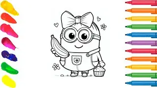 Cute Minion Coloring Video for Kids | Girlie Minion Coloring for Kids | Cartoon Coloring Pages