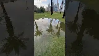Raining turn golf grass into a wetland #dubai