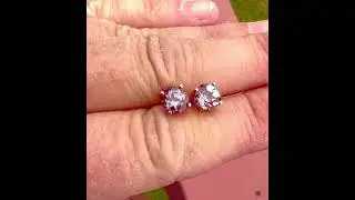 Lab Grown Alexandrite Stud Earrings 18K Rose Gold Vermeil , 6mm , June Birthstone