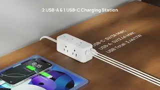 TROND 360&deg; Rotating Flat Plug Power Strip, 6 Widely Spaced Outlets 1440J Surge Protector