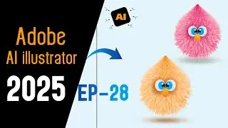 Part-28| Illustrator 2025 Tips- How to create a funny, hairy cartoon in Illustrator
