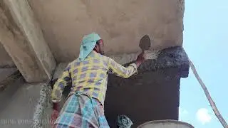 Plastering Techniques _4Ft Beam plastering with House portico|using by cement mixer