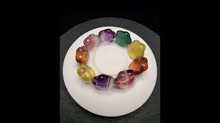 Gelang Batu Crystal Rainbow Star Flourite Quartz Calming Stone HQ 13x17mm C2007