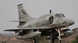 Metal Storm A4 Skyhawk gameplay, using machine guns and rockets at close range.