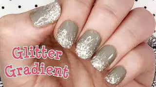 GREY, PINK AND WHITE GLITTER GRADIENT NAIL ART FOR SPRING
