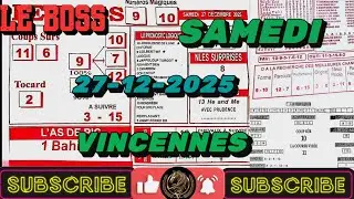 Pronostics Gagnants | Le BOSS Quint&eacute; |VINCENNES - 27 D&Eacute;CEMBRE