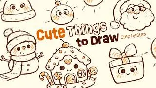 Cute Christmas Drawing Ideas | Easy Step by Step Sketch Tutorial #easydrawing #cutedrawing #kawaiart