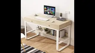 Laptop Standing Desk Wooden Desktop Study Table Northern Europe Style Computer Desk with 2 Review