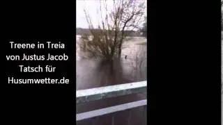 Hochwasser der Treene bei Treia 23.12.2014
