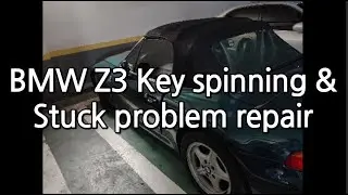 BMW Z3 E36 M44 Door key spinning stuck repair (ENG SUB)