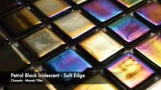 Petrol Black Iridescent Soft Edge Mosaic Tile