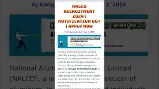 NALCO Recruitment Notification 2024 Out in Hindi | 17 Posts | CA/Degree/B.E/B.Tech/MBA Jobs