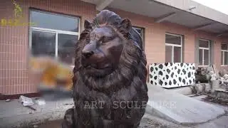 A pair of bronze lion sculpture for outdoor garden decoration