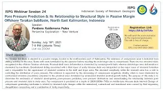 ISPG Webinar 24 # Pore Pressure Prediction&Its Relationship to Structural Style in Offshore Tarakan