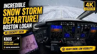 Snow Storm Boston Logan Departure | Challenger 300