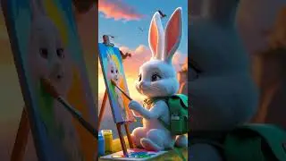 White Bunny Paints a Picture 🎨🐰 | Relaxing Creative Story #cutebunny #cartoon #animation #bunny