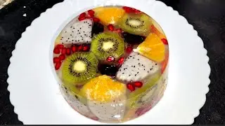FRUIT JELLY CAKE RECIPE ||  Fruit Cake Recipe so Easy and Tasty || AGAR AGAR Jelly Fruit Cake || 